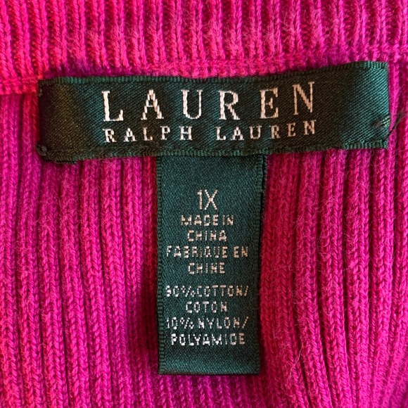 Women's 1X Lauren Ralph Lauren Pink Sweater with Button Detail - Picture 7 of 9